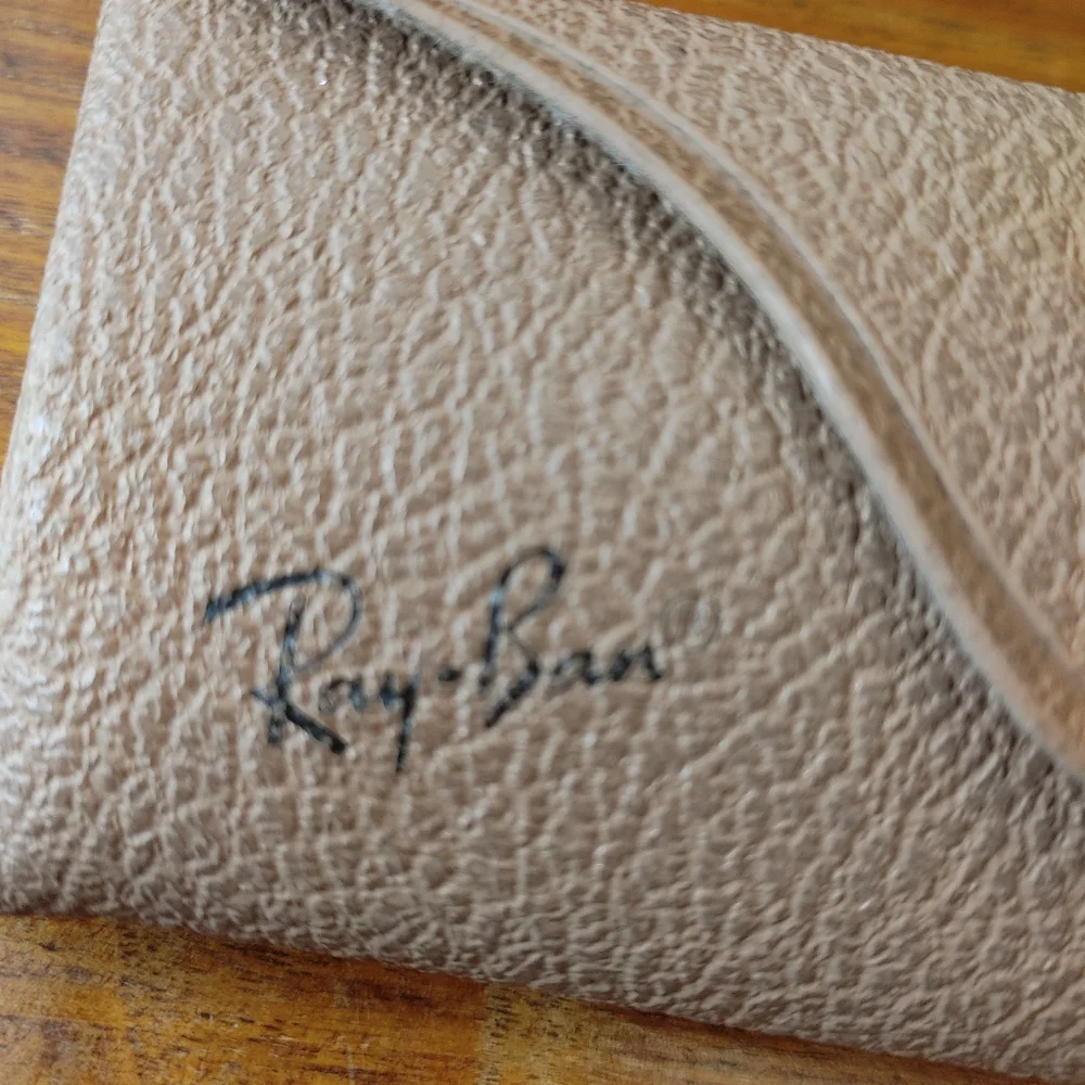 Ray-Ban Beige Eyeglass Case with Embossed Logo 